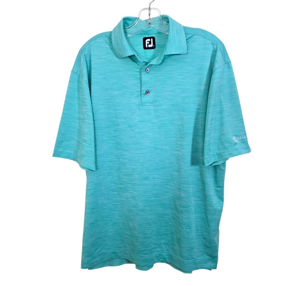 FootJoy Shirt Mens L Large Aqua Green Heathered Golf Polo Performance Activewear